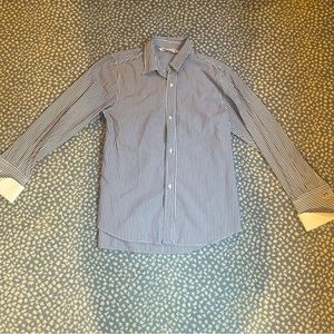 Zara Blue and White Striped Women’s button down top